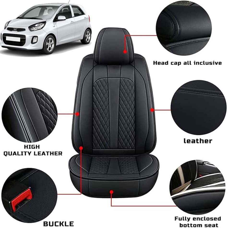 KIA Picanto Seat Cover Japanese Leather Black Model 2019 2022 Sehgal KIA Picanto Seat Cover Japanese Leather Black Model 2019 2022 Sehgal
