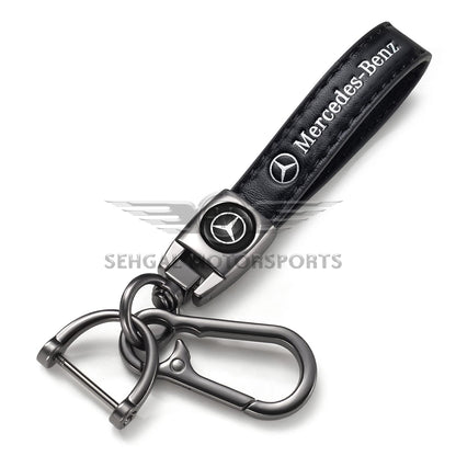 Leather Strap Hook keychain with Logo Black (DM14)