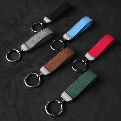 Leather Strap Zinc Metal Hook keychain Multicolors with Logo (DM32)