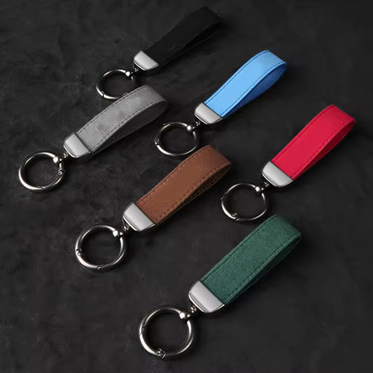 Leather Strap Zinc Metal Hook keychain Multicolors with Logo (DM32)