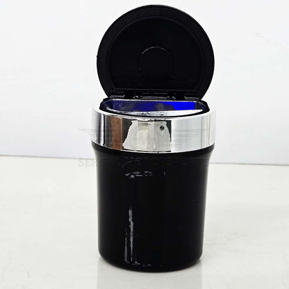 Portable Premium Ceramic Car Ashtray Black & Carbon Fiber Large (With LED)