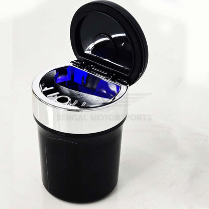 Portable Premium Ceramic Car Ashtray Black & Carbon Fiber Large (With LED)