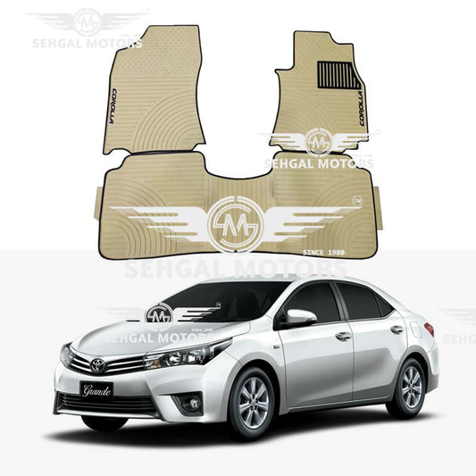 Toyota Corolla Rubber Floor Mat with black border 3pcs Model 2017 - 2021