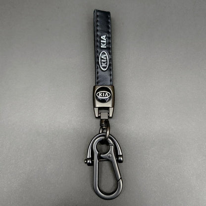 Leather Strap Hook keychain with Logo Black (DM14)