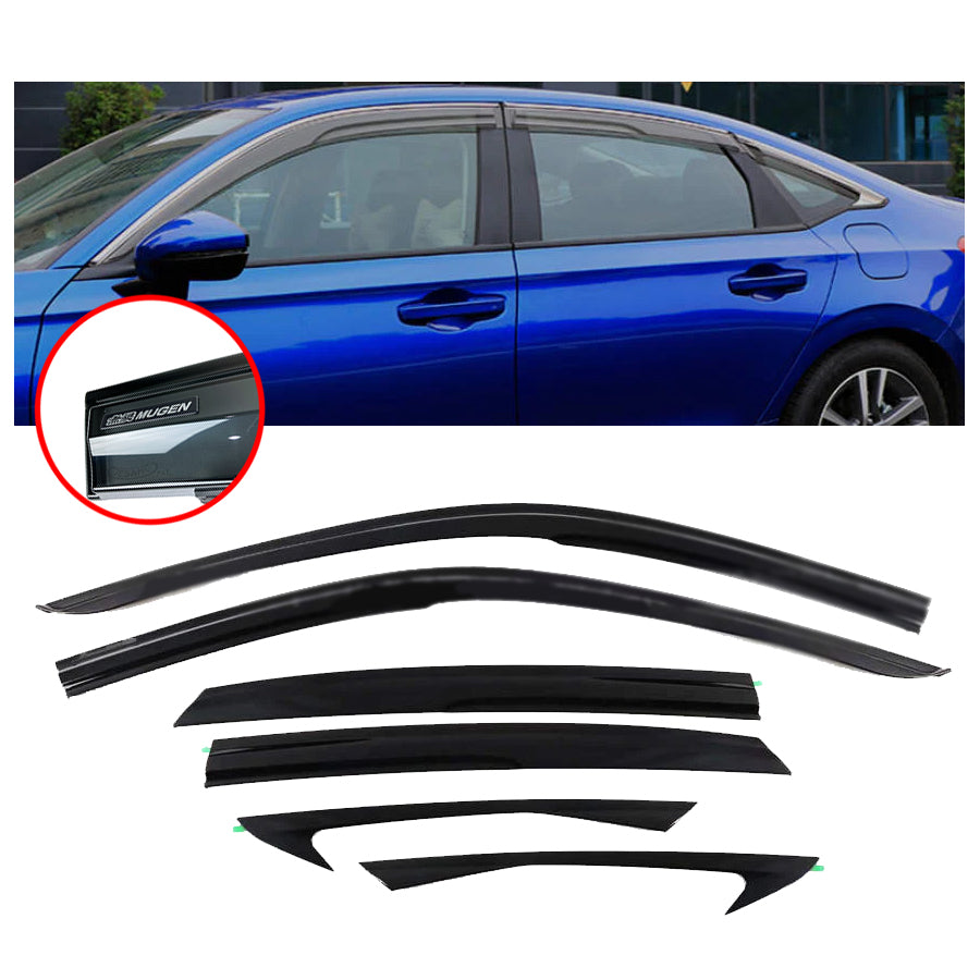 WellVisors Window Visors For 2001-2005 Honda Civic Sedan | Smoke Polycarbonate | Slim Low Profile Deflectors