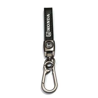 Leather Strap Hook keychain with Logo Black (DM14)