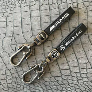 Leather Strap Hook keychain with Logo Black (DM14)