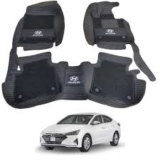 Hyundai Elantra 10D Floor Mat Black with Black Grass 3 PCS Model 2021-22