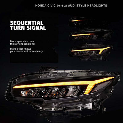 Honda Civic X Head Light Audi Style Model 2017-2021