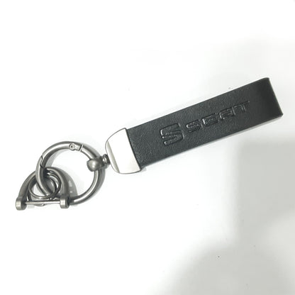 Leather Strap Zinc Metal Hook keychain Multicolors with Logo (DM32)